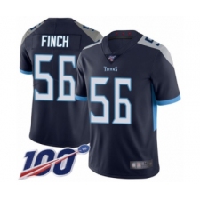 Youth Tennessee Titans #56 Sharif Finch Navy Blue Team Color Vapor Untouchable Limited Player 100th Season Football Jersey