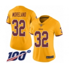 Women's Washington Redskins #32 Jimmy Moreland Limited Gold Rush Vapor Untouchable 100th Season Football Jersey