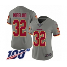 Women's Washington Redskins #32 Jimmy Moreland Limited Gray Inverted Legend 100th Season Football Jersey