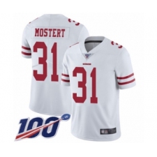 Men's San Francisco 49ers #31 Raheem Mostert White Vapor Untouchable Limited Player 100th Season Football Jersey