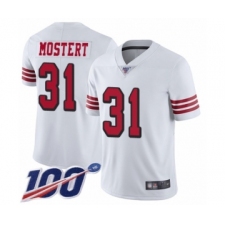 Youth San Francisco 49ers #31 Raheem Mostert Limited White Rush Vapor Untouchable 100th Season Football Jersey