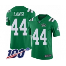 Men's New York Jets #44 Harvey Langi Limited Green Rush Vapor Untouchable 100th Season Football Jersey