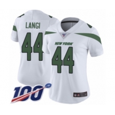 Women's New York Jets #44 Harvey Langi White Vapor Untouchable Limited Player 100th Season Football Jersey