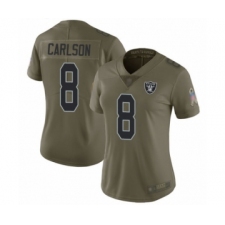 Women's Oakland Raiders #8 Daniel Carlson Limited Olive 2017 Salute to Service Football Jersey