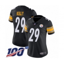 Women's Pittsburgh Steelers #29 Kam Kelly Black Team Color Vapor Untouchable Limited Player 100th Season Football Jersey