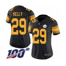 Women's Pittsburgh Steelers #29 Kam Kelly Limited Black Rush Vapor Untouchable 100th Season Football Jersey