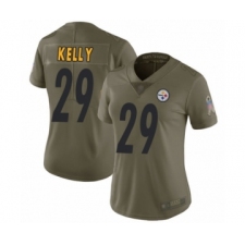Women's Pittsburgh Steelers #29 Kam Kelly Limited Olive 2017 Salute to Service Football Jersey