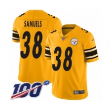 Men's Pittsburgh Steelers #38 Jaylen Samuels Limited Gold Inverted Legend 100th Season Football Jersey
