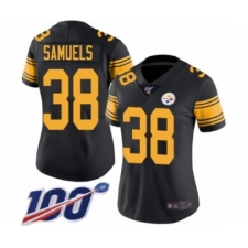 Women's Pittsburgh Steelers #38 Jaylen Samuels Limited Black Rush Vapor Untouchable 100th Season Football Jersey