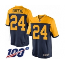 Men's Green Bay Packers #24 Raven Greene Limited Navy Blue Alternate 100th Season Football Jersey