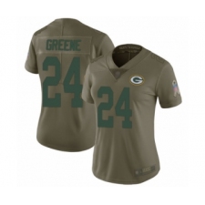Women's Green Bay Packers #24 Raven Greene Limited Olive 2017 Salute to Service Football Jersey
