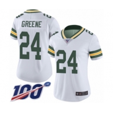 Women's Green Bay Packers #24 Raven Greene White Vapor Untouchable Limited Player 100th Season Football Jersey