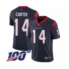 Youth Houston Texans #14 DeAndre Carter Navy Blue Team Color Vapor Untouchable Limited Player 100th Season Football Jersey