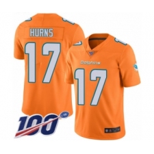 Men's Miami Dolphins #17 Allen Hurns Limited Orange Rush Vapor Untouchable 100th Season Football Jersey