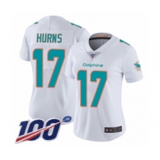 Women's Miami Dolphins #17 Allen Hurns White Vapor Untouchable Limited Player 100th Season Football Jersey