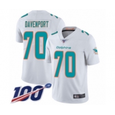 Men's Miami Dolphins #70 Julie'n Davenport White Vapor Untouchable Limited Player 100th Season Football Jersey