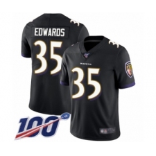 Men's Baltimore Ravens #35 Gus Edwards Black Alternate Vapor Untouchable Limited Player 100th Season Football Jersey