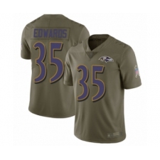 Men's Baltimore Ravens #35 Gus Edwards Limited Olive 2017 Salute to Service Football Jersey