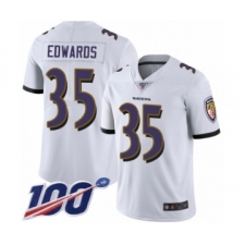 Youth Baltimore Ravens #35 Gus Edwards White Vapor Untouchable Limited Player 100th Season Football Jersey