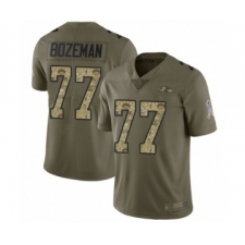 Youth Baltimore Ravens #77 Bradley Bozeman Limited Olive Camo Salute to Service Football Jersey