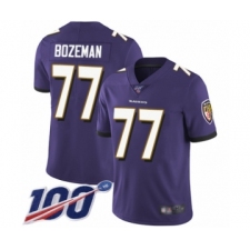 Youth Baltimore Ravens #77 Bradley Bozeman Purple Team Color Vapor Untouchable Limited Player 100th Season Football Jersey