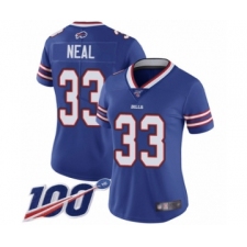 Women's Buffalo Bills #33 Siran Neal Royal Blue Team Color Vapor Untouchable Limited Player 100th Season Football Jersey