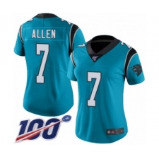 Women's Carolina Panthers #7 Kyle Allen Limited Blue Rush Vapor Untouchable 100th Season Football Jersey