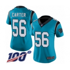 Women's Carolina Panthers #56 Jermaine Carter Blue Alternate Vapor Untouchable Limited Player 100th Season Football Jersey