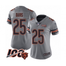 Women's Chicago Bears #25 Mike Davis Limited Silver Inverted Legend 100th Season Football Jersey