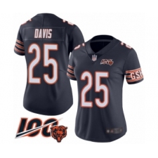 Women's Chicago Bears #25 Mike Davis Navy Blue Team Color 100th Season Limited Football Jersey