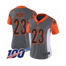 Women's Cincinnati Bengals #23 B.W. Webb Limited Silver Inverted Legend 100th Season Football Jersey