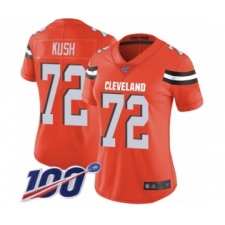 Women's Cleveland Browns #72 Eric Kush Orange Alternate Vapor Untouchable Limited Player 100th Season Football Jersey
