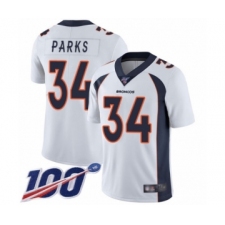Men's Denver Broncos #34 Will Parks White Vapor Untouchable Limited Player 100th Season Football Jersey