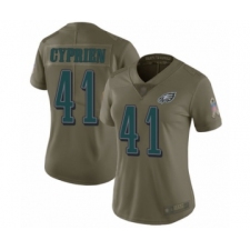 Women's Philadelphia Eagles #41 Johnathan Cyprien Limited Olive 2017 Salute to Service Football Jersey