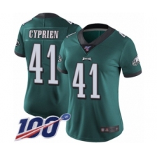 Women's Philadelphia Eagles #41 Johnathan Cyprien Midnight Green Team Color Vapor Untouchable Limited Player 100th Season Football Jersey