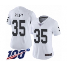 Women's Oakland Raiders #35 Curtis Riley White Vapor Untouchable Limited Player 100th Season Football Jersey