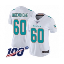 Women's Miami Dolphins #60 Robert Nkemdiche White Vapor Untouchable Limited Player 100th Season Football Jersey