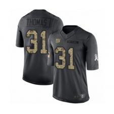 Men's New York Giants #31 Michael Thomas Limited Black 2016 Salute to Service Football Jersey