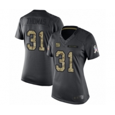 Women's New York Giants #31 Michael Thomas Limited Black 2016 Salute to Service Football Jersey