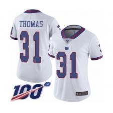 Women's New York Giants #31 Michael Thomas Limited White Rush Vapor Untouchable 100th Season Football Jersey