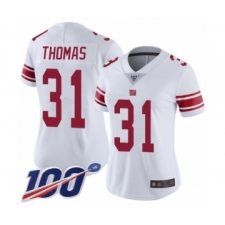 Women's New York Giants #31 Michael Thomas White Vapor Untouchable Limited Player 100th Season Football Jersey