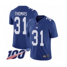 Youth New York Giants #31 Michael Thomas Royal Blue Team Color Vapor Untouchable Limited Player 100th Season Football Jersey