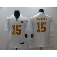 Men's Kansas City Chiefs #15 Patrick Mahomes White Nike Leopard Print Limited Jersey