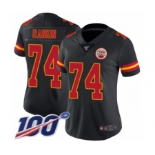 Women's Kansas City Chiefs #74 Martinas Rankin Limited Black Rush Vapor Untouchable 100th Season Football Jersey