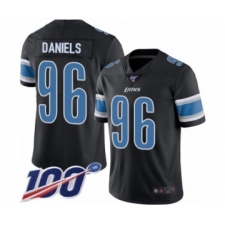 Men's Detroit Lions #96 Mike Daniels Limited Black Rush Vapor Untouchable 100th Season Football Jersey