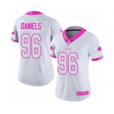 Women's Detroit Lions #96 Mike Daniels Limited White Pink Rush Fashion Football Jersey