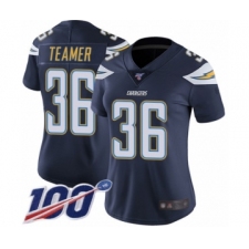 Women's Los Angeles Chargers #36 Roderic Teamer Navy Blue Team Color Vapor Untouchable Limited Player 100th Season Football Jersey