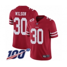 Men's San Francisco 49ers #30 Jeff Wilson Red Team Color Vapor Untouchable Limited Player 100th Season Football Jersey