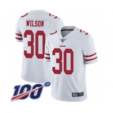 Men's San Francisco 49ers #30 Jeff Wilson White Vapor Untouchable Limited Player 100th Season Football Jersey