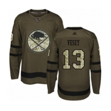Men's Buffalo Sabres #13 Jimmy Vesey Authentic Green Salute to Service Hockey Jersey